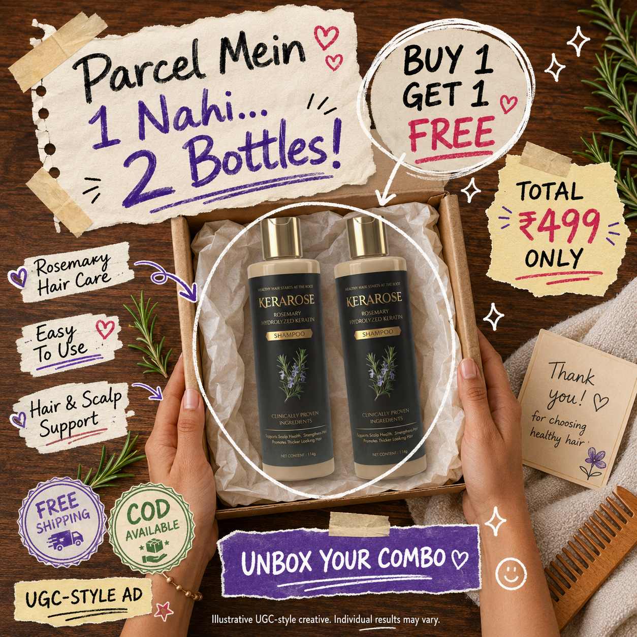 Japanese Kerarose Rosemary Shampoo Buy One Get One offer visual